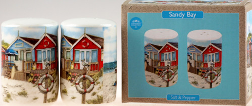 Sandy Bay Beach Nautical Design Ceramic Salt And Pepper Cruet Set