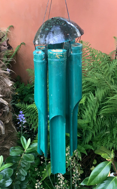 Large Green Bamboo Coconut Garden Wind Chime