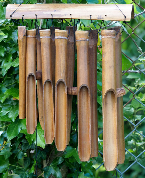 Large Bamboo & Coconut Wind Chime - Double Bamboo Row