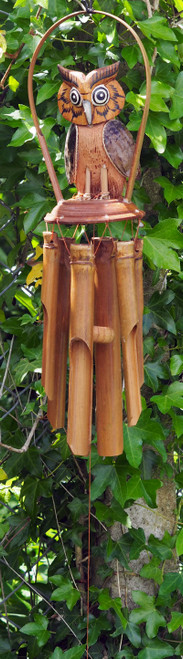 Large Animal Bamboo & Coconut Wind Chime - Owl