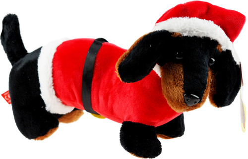 Soft 28cm Dachshund Sausage Dog Plush Cuddly Toy - Christmas Santa
