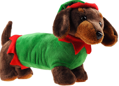 Soft 28cm Dachshund Sausage Dog Plush Cuddly Toy - Christmas Elf