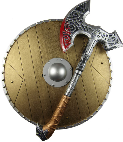 Viking / Roman Accessories Dressing Up Play Set - Axe And XL Round Shield