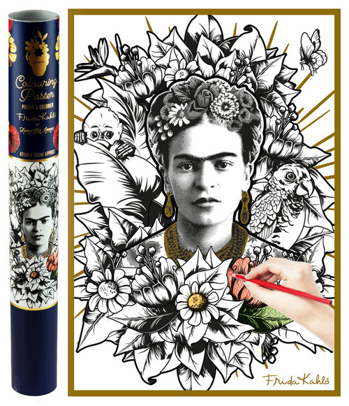 Frida Kahlo A2 Design And Colour Your Own Colouring Poster - In Gift Box Tube