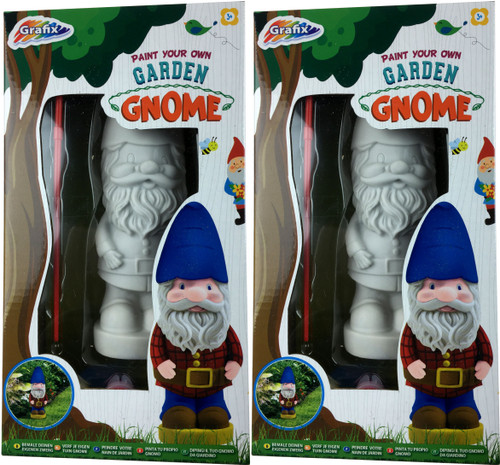Set Of 2 Paint Your Own Garden Gnome Statue Ornaments