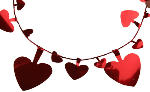 Set of 2 Red Heart Metallic Foil 60cm Laser Garlands - Valentines Decorations