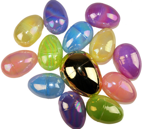 12 Plastic Surprise Eggs & 1 Large Gold Egg  - Fill With Easter Hunt Chocolate 12 Plastic Surprise Eggs & 1 Large Gold Egg  - Fill With Easter Hunt Chocolate