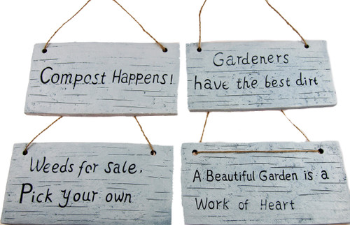 Set Of 4 Garden Fun Gardener's Quote Wall Hanging Plaques