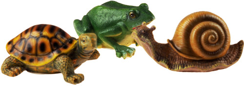 Set Of 3 Garden Ornaments / Figurines - Life Like Snail Frog Tortoise Set Of 3 Garden Ornaments / Figurines - Life Like Snail Frog Tortoise