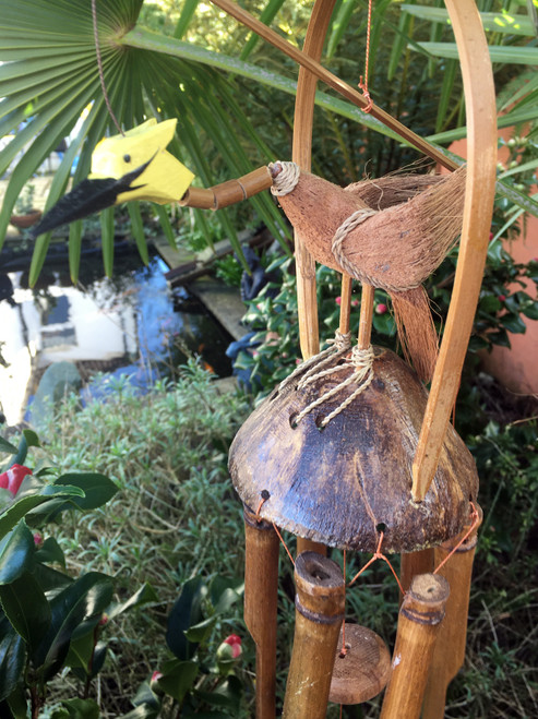 Song Bird 75cm Bamboo & Coconut Garden Windchime Ornament