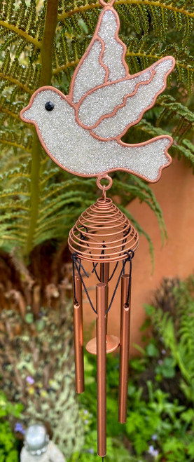 White Peace Dove Bird Sun Catcher Garden Wind Chime