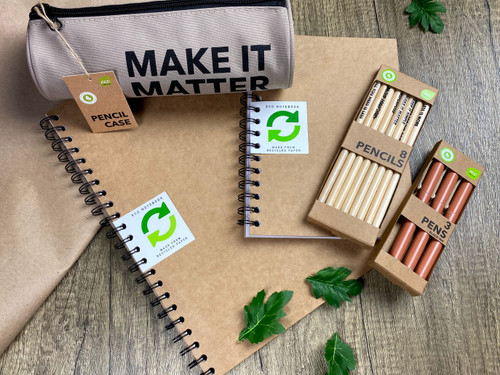 Eco-Friendly Stationery Set - Recycled & Plastic-Free Pens, Pencils, Notebooks