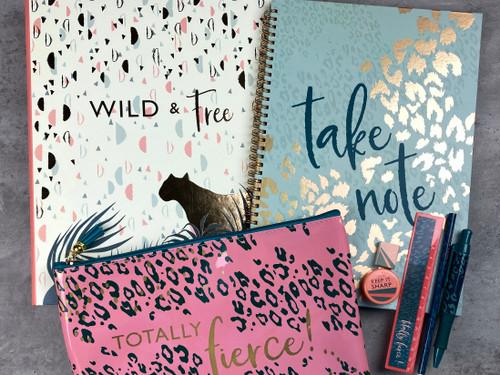 Animal Print 'Wild & Free' Stationery Kit - Folder, Notebook, Pencil Case