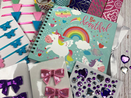 Kids Cute Unicorn Scrapbooking Starter Kit - Scrapbook, Stickers and Materials