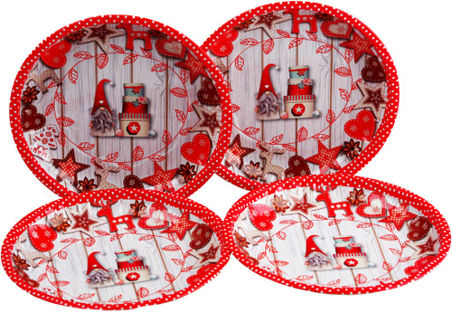 Set Of 4 Tin Gonk Christmas Side Plates