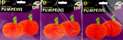 Set Of 6  Hanging Halloween Paper Pumpkin Decorations