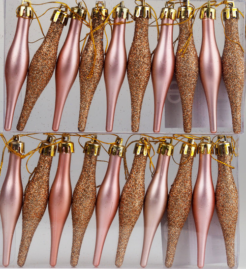 20 Christmas Tree Tear Drop Droplet Baubles Decorations - Rose Gold 20 Christmas Tree Tear Drop Droplet Baubles Decorations - Rose Gold