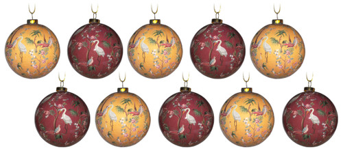 10 x Vintage Oriental Inspired Red Yellow Christmas Tree baubles Decorations 10 x Vintage Oriental Inspired Red Yellow Christmas Tree baubles Decorations