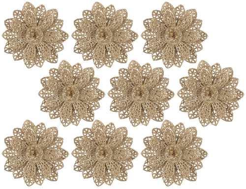 9 Clip On 10cm Champagne Gold Lotus Flower Christmas Tree Decorations 9 Clip On 10cm Champagne Gold Lotus Flower Christmas Tree Decorations