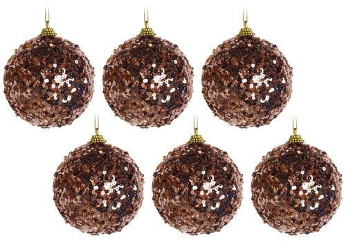 Rose Gold Mini Sequin Glitter Christmas Tree Bauble Decoration (Set of 6) Rose Gold Mini Sequin Glitter Christmas Tree Bauble Decoration (Set of 6)
