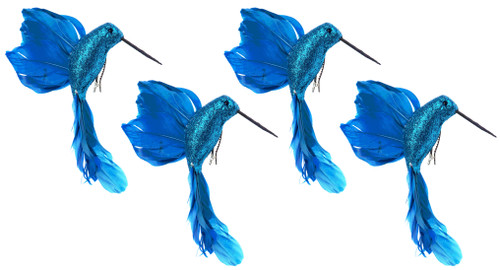 Kingfisher Teal Blue Clip On Hummingbird Christmas Tree Decorations (Set of 4) Kingfisher Teal Blue Clip On Hummingbird Christmas Tree Decorations (Set of 4)