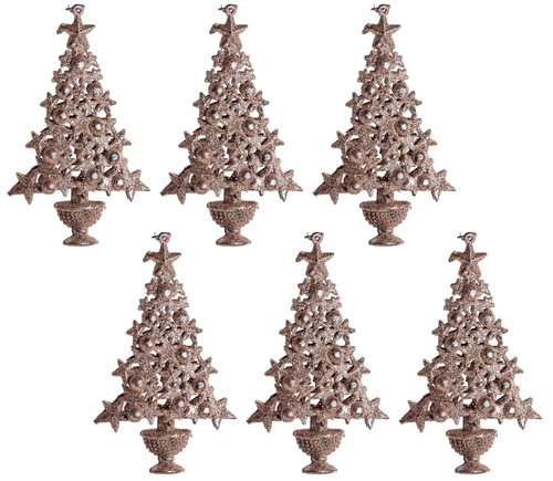 Christmas Tree With Stars Shaped Baubles Decorations - Rose Gold (Set of 6) Christmas Tree With Stars Shaped Baubles Decorations - Rose Gold (Set of 6)