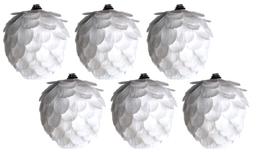 Large White Feather Effect Christmas Tree Baubles Decorations (Set of 6)