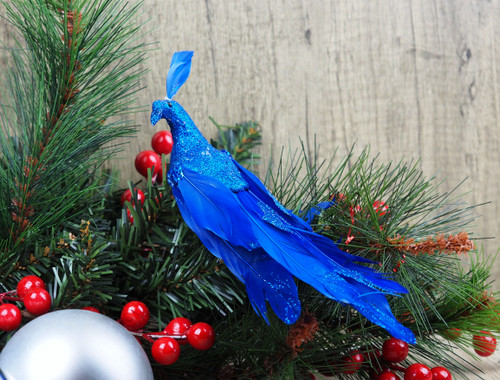 Cobalt Blue Peacock Clip On Craft Birds - Christmas Tree Decorations (Set of 2) Cobalt Blue Peacock Clip On Craft Birds - Christmas Tree Decorations (Set of 2)