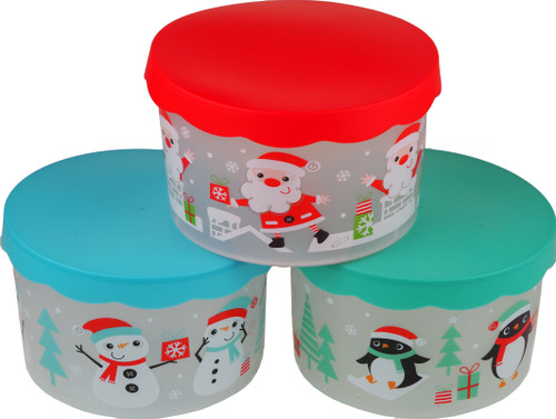 Christmas Cake / Bakery Plastic Round Storage Containers - 20cm (Set of 3)