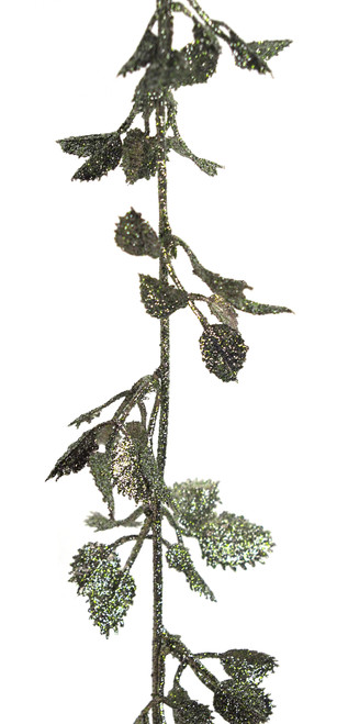 Christmas Glitter Encrusted Garland 1.8m Decoration - Green Rose Leaf Design Christmas Glitter Encrusted Garland 1.8m Decoration - Green Rose Leaf Design