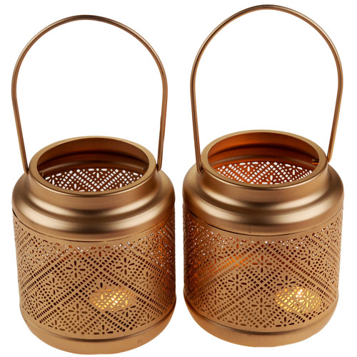 Copper Gold 14cm Candle Holder Lanterns - Moroccan inspired (Set of 2) Copper Gold 14cm Candle Holder Lanterns - Moroccan inspired (Set of 2)