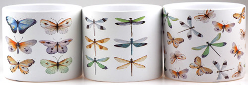 Soft White Pastel Butterflies / Dragonflies Design Plant Pots (Set of 3) Soft White Pastel Butterflies / Dragonflies Design Plant Pots (Set of 3)