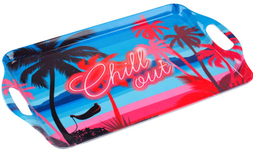 American Summer Melamine Plastic Tray - 38cm x W 23.5cm - Pink Blue American Summer Melamine Plastic Tray - 38cm x W 23.5cm - Pink Blue