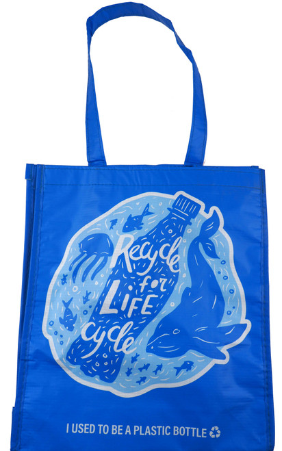Eco-Friendly Reusable Shopping Bag - Recycled Materials- Blue Whale Design