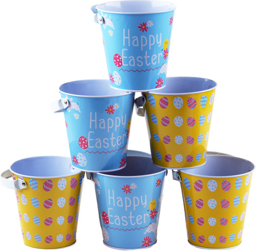 Easter Tin Buckets / Baskets - For Easter Egg Hunts! (Set of 6)