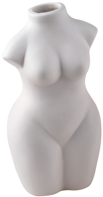 Female Body Torso Sculpture 19cm Vase Ornament - White