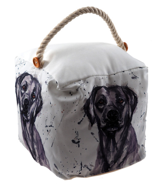 Dog Square Cushioned Door Stop - Watercolour Design - Black Labrador