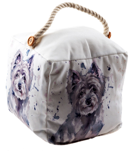 Dog Square Cushioned Door Stop - Watercolour Design - Westie