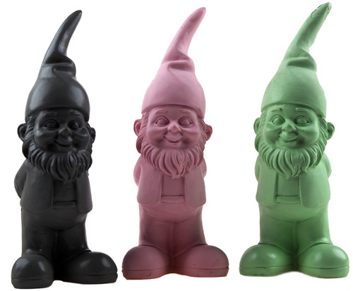 Garden Gnome 17cm Ornament Figurines - Pastel Block Colour (Set of 3)
