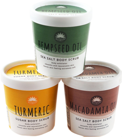 Sea Salt Exfoliating Body Scrub - Hempseed Oil, Turmeric, Macadamia Oil