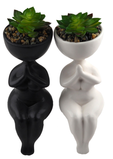 Lady Figurine Shelf Sit Ornaments - Artificial Succulent Plant Pots (Set of 2) Lady Figurine Shelf Sit Ornaments - Artificial Succulent Plant Pots (Set of 2)