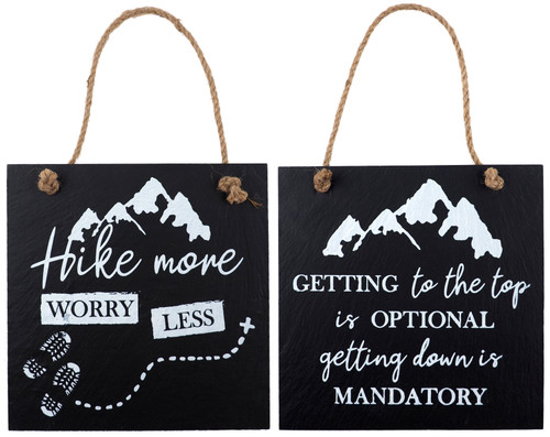 Slate Hanging Plaque - Hiking Mountains - Walkers Ramblers Gift (Set of 2)