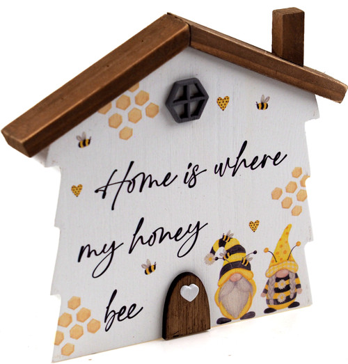 Gonk Gnome Free Standing Quote Wood Ornament - Home Is Where My Honey Bee Gonk Gnome Free Standing Quote Wood Ornament - Home Is Where My Honey Bee