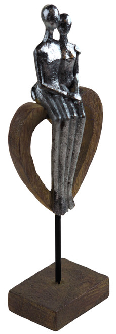 Couple Figurines Sitting In Love Heart 33cm Silver Sculpture Ornament Couple Figurines Sitting In Love Heart 33cm Silver Sculpture Ornament