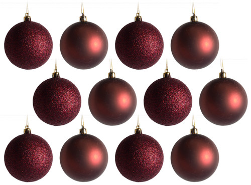 Mulled Wine Red Christmas Tree Large 8cm Baubles Decorations (Set of 12) Mulled Wine Red Christmas Tree Large 8cm Baubles Decorations (Set of 12)