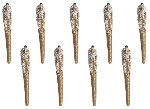 Champagne Gold Bead Glitter 18cm Icicles Christmas Tree Decorations (Set of 9) Champagne Gold Bead Glitter 18cm Icicles Christmas Tree Decorations (Set of 9)