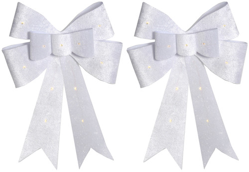 Giant White LED Light Up Christmas Bow 40cm Decorations (Set of 2) Giant White LED Light Up Christmas Bow 40cm Decorations (Set of 2)