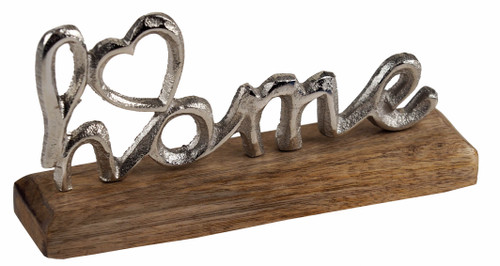 Home Word Ornament On Wooden Base - Free Standing