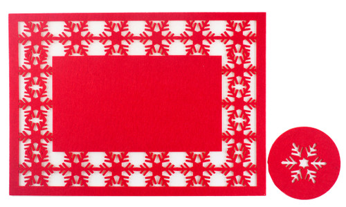 Red Felt Christmas Dinner Table 8 Snowflake Placemats and 8 Matching Coasters Red Felt Christmas Dinner Table 8 Snowflake Placemats and 8 Matching Coasters