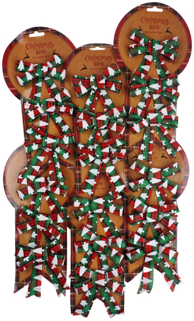 Red Tartan Christmas Tree Bow Bauble Decorations - Tree Print (Set of 18) Red Tartan Christmas Tree Bow Bauble Decorations - Tree Print (Set of 18)
